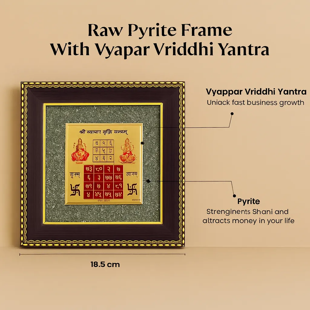 Vyapar Vriddhi Yantra on Raw Pyrite Frame